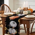 thumbnail image 3 of Burlap Table Runner 70 Inches Long,Thanksgiving Pumpkin Fall Maple Leaves Non-Slip Kitchen Table Runners for Dining Room Everyday Use Party Table Decorations Watercolor Sunflower on Black, 3 of 9