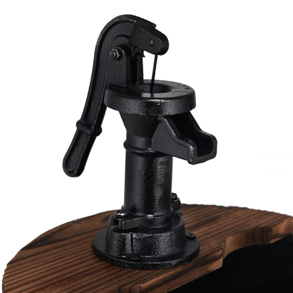 Spaco 2-Tier Wooden Barrel Waterfall Fountain with Metal Pump, Fountain of 3 Gallons Storage Capacity, Lightweight Two Barrel Waterfall Fountain for Outdoor, Brown