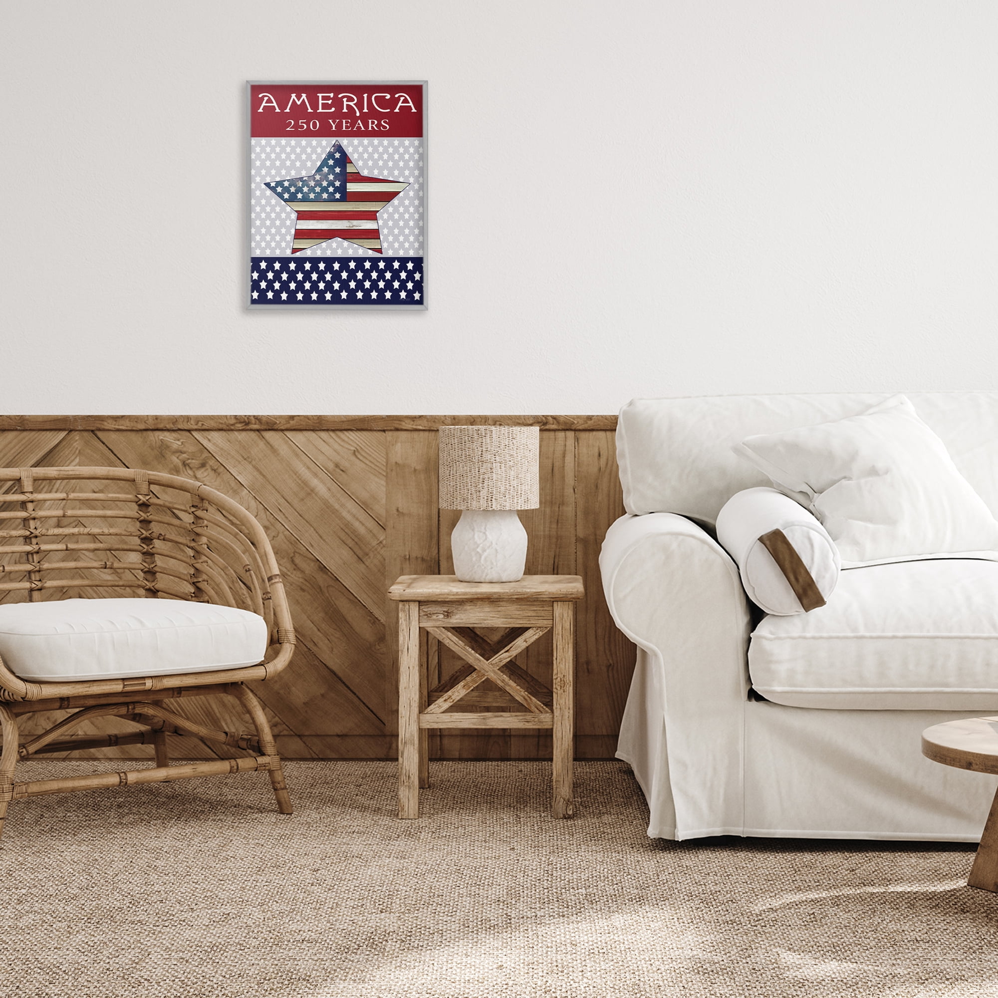 Stupell Industries Historic America 250 Years Gray Framed Giclee Art, design by Cindy Jacobs
