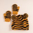 thumbnail image 3 of Bonnet Tricoté Épais pour Bébé: Bonnet à Rayures Imprimé Léopard avec Gants pour Enfants, 3 of 9
