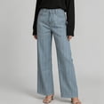 thumbnail image 2 of Ltctricy Wide Leg Jeans for Women Trendy Casual Work Trousers Striped Loose Fit Denim Pants with Pockets, 2 of 6