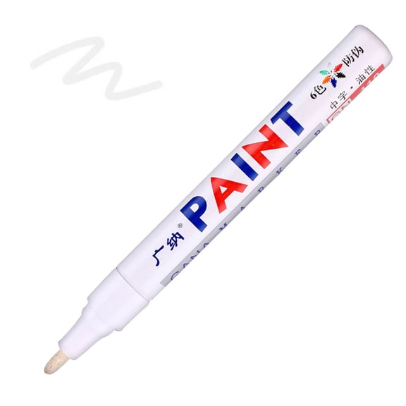 Denhf 1Pc Paint Pens, Permanent Oil Based Paint Markers, Quick Drying Waterproof Medium Tip Markers for Metal, Plastic, Wood, Glass, Fabric, Rock, Fabric, and DIY Crafts, Art Pens, White