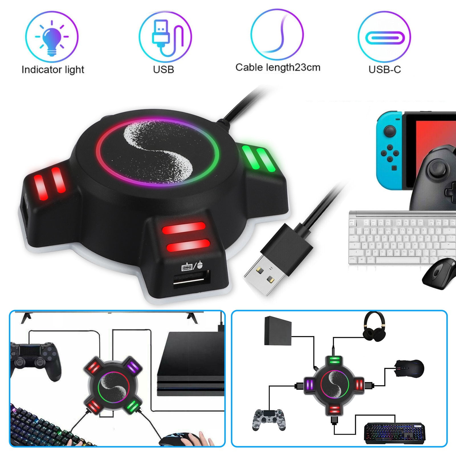 utilsigtet hændelse Kakadu Uafhængighed EEEkit Keyboard and Mouse Adapter Fit for Nintendo Switch, Portable Durable Mouse  Keyboard Controller Converter Compatible for Switch/Switch OLED/PS4/PS4 Pro/ PS4 Slim/PS3/Xbox One - Walmart.com