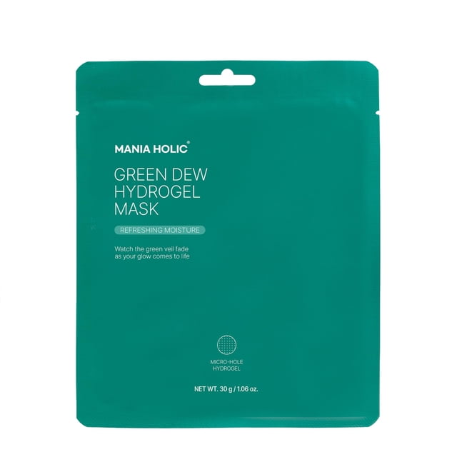 MANIA HOLIC Green Dew Hydrogel Mask - Cuidado de la piel coreano hidratante radiante 0.88 oz (1 hoja)