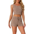 thumbnail image 1 of INSPIRAR CHIC Conjunto de Ropa de Dormir de Dos Piezas para Mujeres, Top de Tirantes de Punto Acanalado con Pantalones Cortos, Pijamas Talla S Color Caqui, 1 of 1