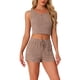 thumbnail image 1 of INSPIRAR CHIC Conjunto de Ropa de Dormir de Dos Piezas para Mujeres, Top de Tirantes de Punto Acanalado con Pantalones Cortos, Pijamas Talla S Color Caqui, 1 of 1