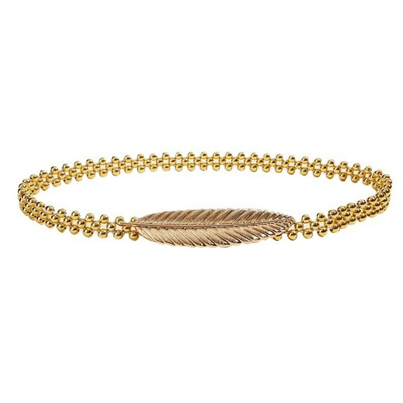 Women's Skinny Belt Fashion Metal Chain Waist Belt Leaves Elastic Thin