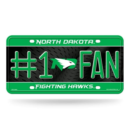 UND North Dakota NCAA Fighting Hawks #1 Fan Metal License Plate Tag  - Number One! Let's Go!!