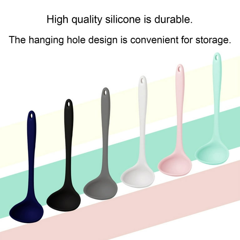 Silicone Ladle Soup Spoon Non-stick Curved Handle Unbreakable Round Scoop  for Dinner Creative Kitchen Utensils Tableware Spoon - AliExpress