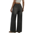 thumbnail image 4 of Women's High Waist Pleated Wide Leg Jeans, Stretch Baggy Straight Leg Long Denim Trousers Casual Vintage Loose Pants with Pockets, XS-3XL, 4 of 5