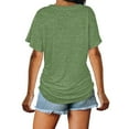 thumbnail image 4 of TXGREN t shirts for women Short Sleeves V Neck Plain Color Soft Loose Fitting Summer T Shirts Women women's t-shirts Green+XXL, 4 of 6