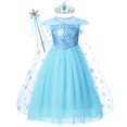 thumbnail image 1 of Disney Frozen Girls Elsa Cosplay Disfraz de Halloween Niños Princesa Vestido con capa Carnaval Fiesta de cumpleaños Ropa de noche 2-10Y2T (Etiqueta 100) Gao Jinjia LED, 1 of 2