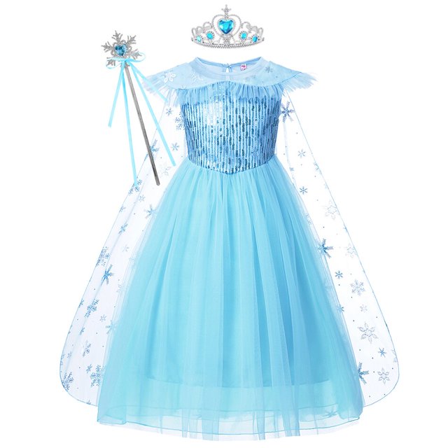 Disney Frozen Girls Elsa Cosplay Disfraz de Halloween Niños Princesa Vestido con capa Carnaval Fiesta de cumpleaños Ropa de noche 2-10Y2T (Etiqueta 100) Gao Jinjia LED