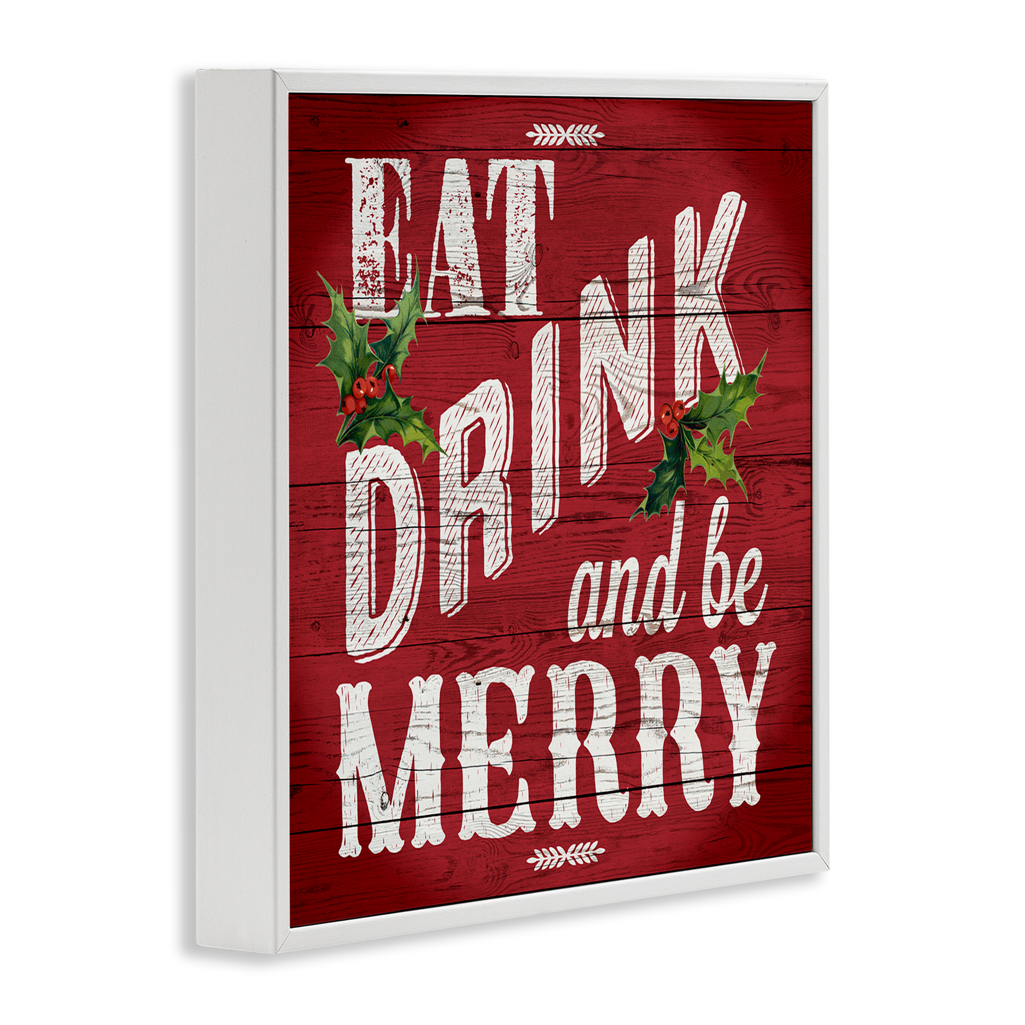 Stupell Industries Vintage Be Merry Holiday Painting White Framed Art Prints Wall Art, 17 x 17