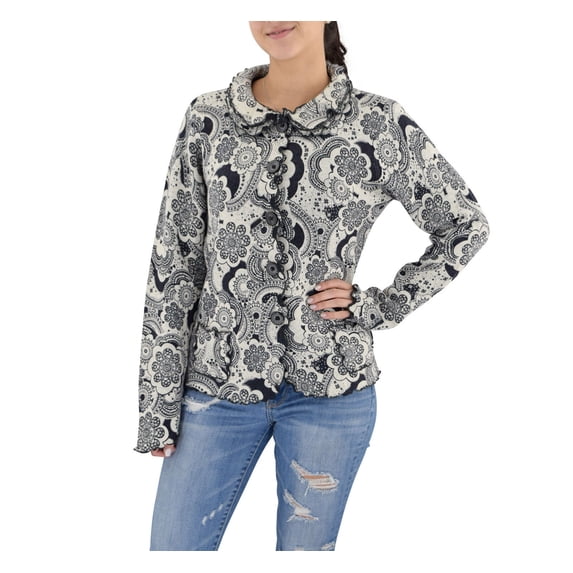 Venario Summer Charcoal Print Wool Sweater