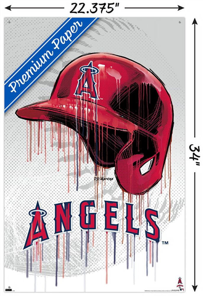 MLB Los Angeles Angels - Drip Helmet 22 Wall Poster with Pushpins, 22.375" x 34"