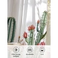 thumbnail image 6 of Sheer Curtains 63 Inch Length 2 Panels Set for Bedroom, Green Cactus Semi Sheer Curtains for Windows, Spring Floral Watercolor Botanical Voile Window Treatments Rod Pocket Curtain, 6 of 7