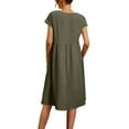 thumbnail image 5 of ZZwxWA Dresses for Women 2025 Casual Summer Cotton Dress with Pockets Short Sleeve Midi Dress A Line Flowy Solid Beach Sundress, 5 of 6