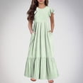 thumbnail image 2 of Mikilon 6-12 Years Girls Casual Maxi Stylish Plaid Dress Short Sleeve Holiday Dresses with Pockets, 2 of 7