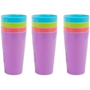 Cafe 17.5-ounce Break-Resistant Plastic Restaurant-Style Beverage Tumblers | Set of 12 in 4 Assorted Colors,Adults Kids Juice Cold Drink Cup Camping Cups for Indoor Outdoor Parties