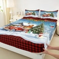 thumbnail image 3 of Manfei Red Truck 4 Pieces Queen Sheet Sets,Happy Christmas Ultra Soft Flat Sheet,Cartoon Snowman Queen Fitted Sheet,Geometric Room Decoration, 3 of 7