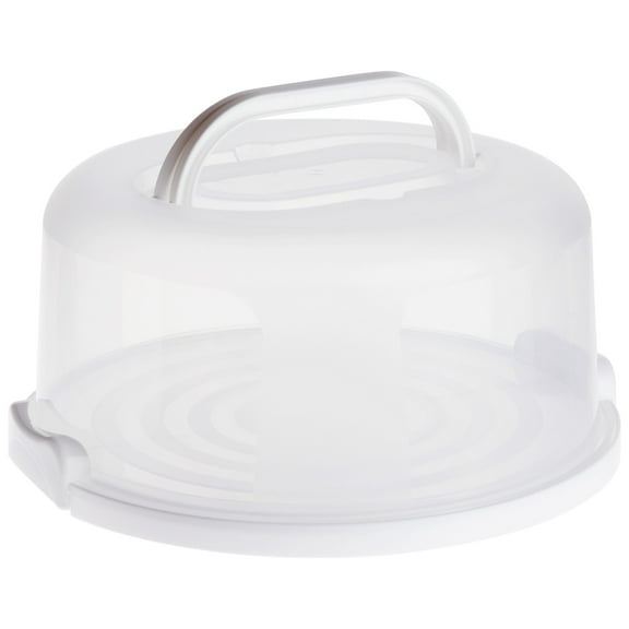 Juvale Round Cake Carrier - Secure Lid & Handle Storage Container - Collapsible Reusable Plastic Container for Cakes, Pies & Cupcakes - 12" Dia x 5.9" H