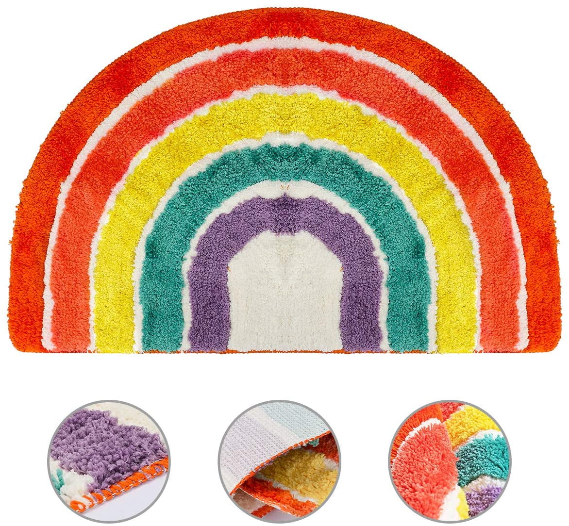Bathroom Rugs, Rug Rainbow Indoor Floor Mat, Non Slip Half Circle Rug