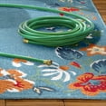 thumbnail image 4 of TOWN & COUNTRY EVERYDAY Hibiscus Bloom Border Modern Floral Indoor Outdoor Area Rug, UV Fade Resistant, High-Low Pile, Light Blue/Red/Ivory, 3'11"x5'2", 4 of 13