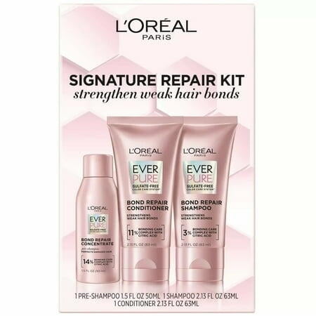 L'Oreal Paris EverPure Sulfate Free Bond Repair Shampoo and Conditioner 3 PC Set