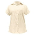 thumbnail image 4 of Rovga Women Shirt Solid Color Tops Lapel Short Sleeve Tees Fashion Summer Casual Daily Wear Khaki Xxl, 4 of 5