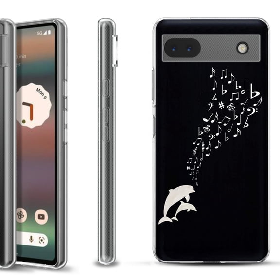 Slim-Fit Gel TPU Phone Case for Google Pixel 6a, by OneToughShield ® - Dolphin Music