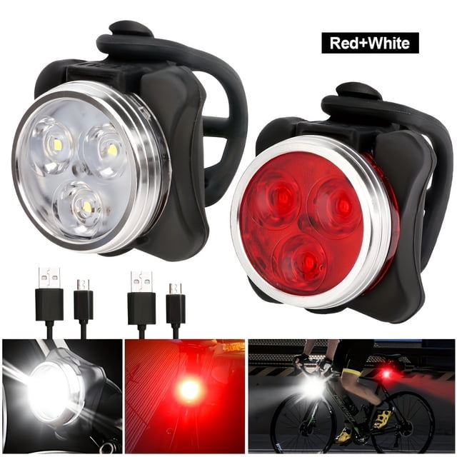 QJUHUNG Bike Light Front & Rear TailLamp Bright Bike Light For Night Riding Bicycle Light High USB Rechargeable Bicycle Headlight Set Bike Headlight For Adult Kid Mountain Bike