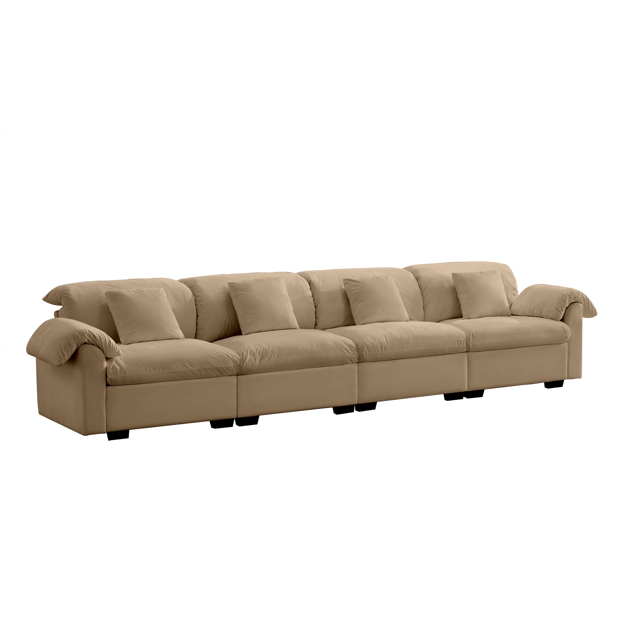 Gewnee Modern 4 Seaters 154.7"Deep Seat Comfy Velvet Oversize Sofa Couch with 4 Waist Pillows for Living Room