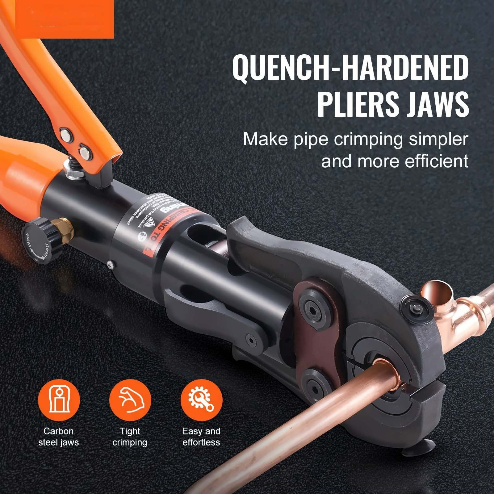 Copper Pipe Crimping Tool, Hydraulic Press Tool 1/2" 3/4" 1" for Copper & 3/8" 1/2" 5/8" F1807 Pex, Copper Ring Crimper, 360° Rotation