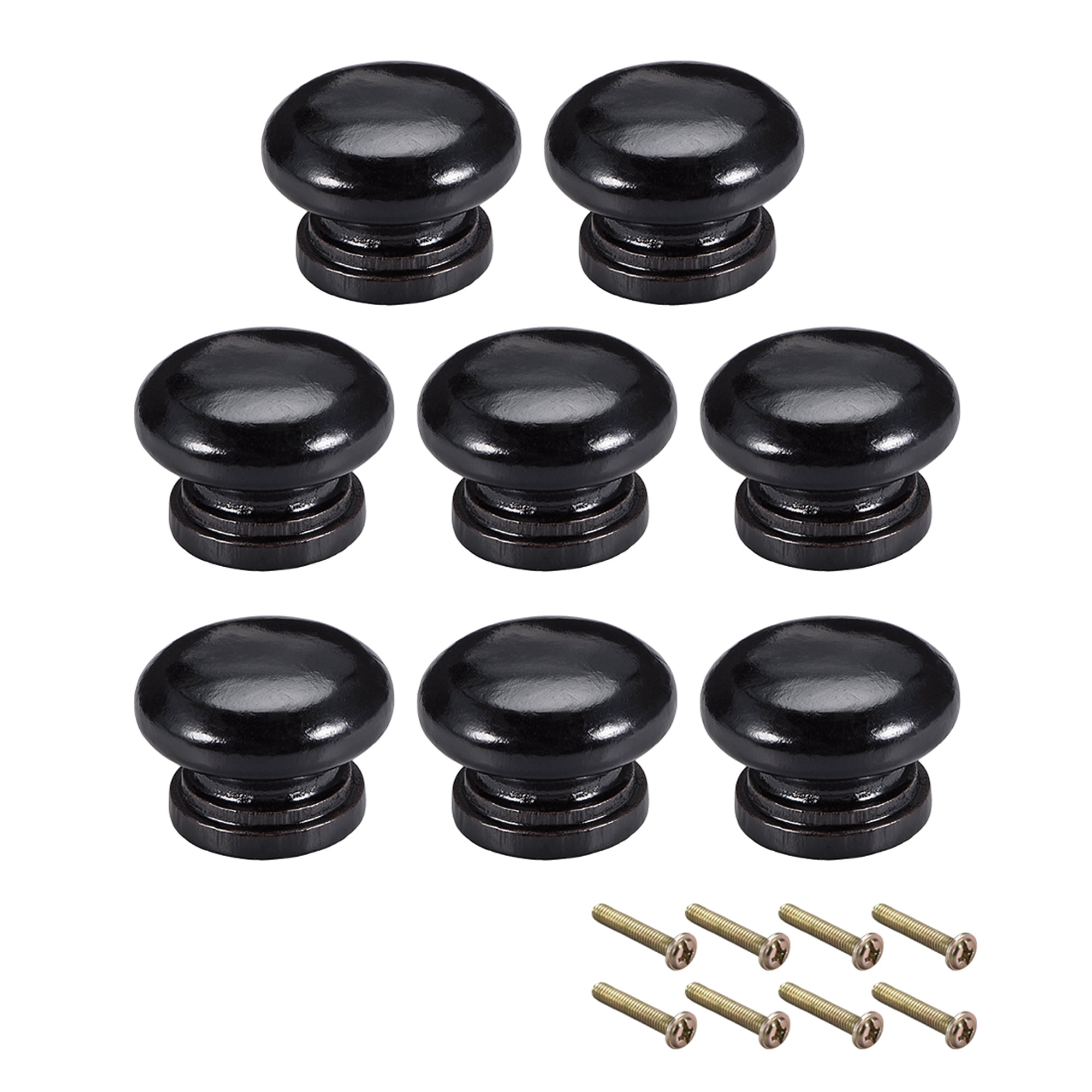 Round Pull Knobs 34mm Dia Furniture Kitchen Black 8Pack