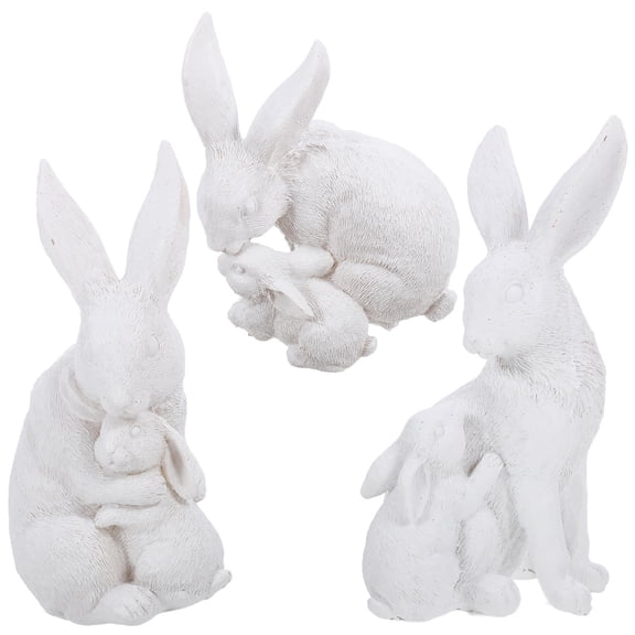 ELAYARD Nordic Style Resin Rabbit Figurine White for Indoor Decor 1Set