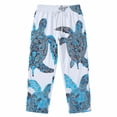 thumbnail image 4 of Beach Pants for Men Sea Turtle Print Loose Fit Elastic Waist Wide Straight Leg Cotton Linen Casual Pants with Pockets, 4 of 4