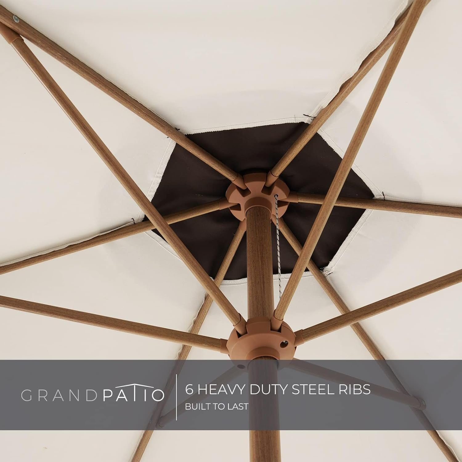 GRANDPATIO Ourdoor 9 ft Patio Umbrella with Fringe Tessels Market Umbrella & Push Button Tilt & Crank