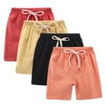 thumbnail image 2 of ITSAME Kids Girls Casual Shorts, Lightweight Cotton Linen Elastic Waist Summer Fashion Athletic Shorts 4-Piece Yellow 3T, 2 of 9