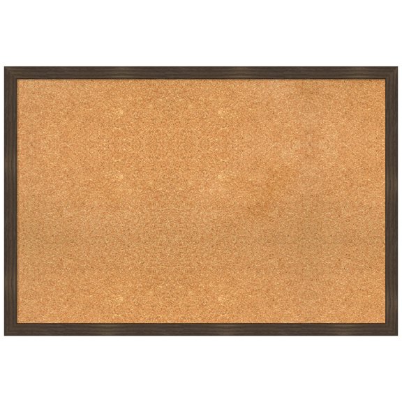 Amanti Art Natural Cork Board Wood Framed Woodgrain Stripe Chocolate Bulletin Board 38 in. x 26 in.