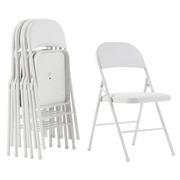 6-Pack White Foldable Iron & PVC Chairs for Conventions, Exhibitions, and Events