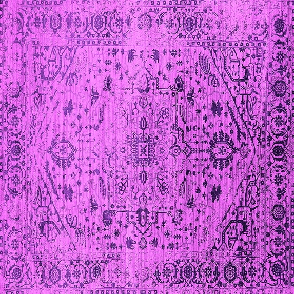Ahgly Company Indoor Square Oriental Pink Industrial Area Rugs, 7' Square