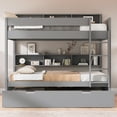 thumbnail image 3 of Harper & Bright Designs Twin Over Twin Bunk Bed with Trundle and Storage, Wood Bunk Beds Frame with Storage Bookcase Shelves for Apartment Dormitory, Gray, 3 of 8