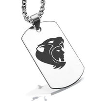 Stainless Steel Aztec Jaguar Warrior Champion Dog Tag Pendant Necklace