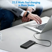 2PK Baokaler 20000mAh Power Bank Portable Fast Charger with 4 Cables, Compatible with iPhone & Samsung, High-Speed Charging Battery Pack, USB-C Cables, Black