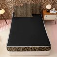 thumbnail image 4 of Meiyoeat Textured Leopard Print Zipper Full Size Comforter Sets with Fitted Sheet and 2 Pillowcases, Retro Furry Animal Pattern Zipper Bedding Set, Brown Black,4pcs,Black Reversible, 4 of 6