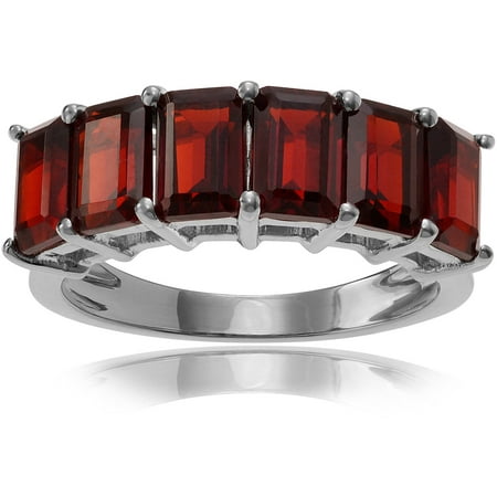 Brinley Co. Women's Garnet Rhodium-Plated Sterling Silver 6-Stone Fashion Ring