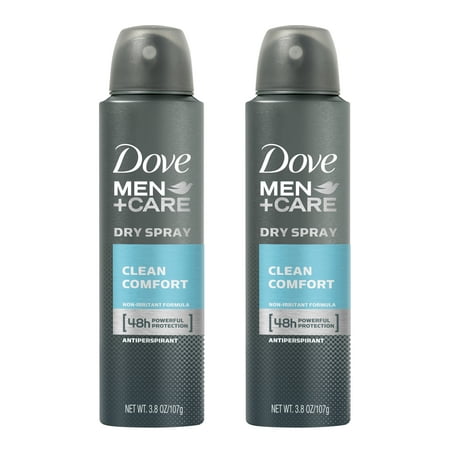 (2 Pack) Dove Men+Care Dry Spray Antiperspirant Deodorant Clean Comfort 3.8