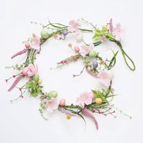 JEWLALO Easter Egg Garland for Front Door, 59 Inch Pastel Easter Egg Hanging Decor with Faux Eucalyptus, Spring Home Decor, Outdoor Indoor Hanging Spring Easter Decorations