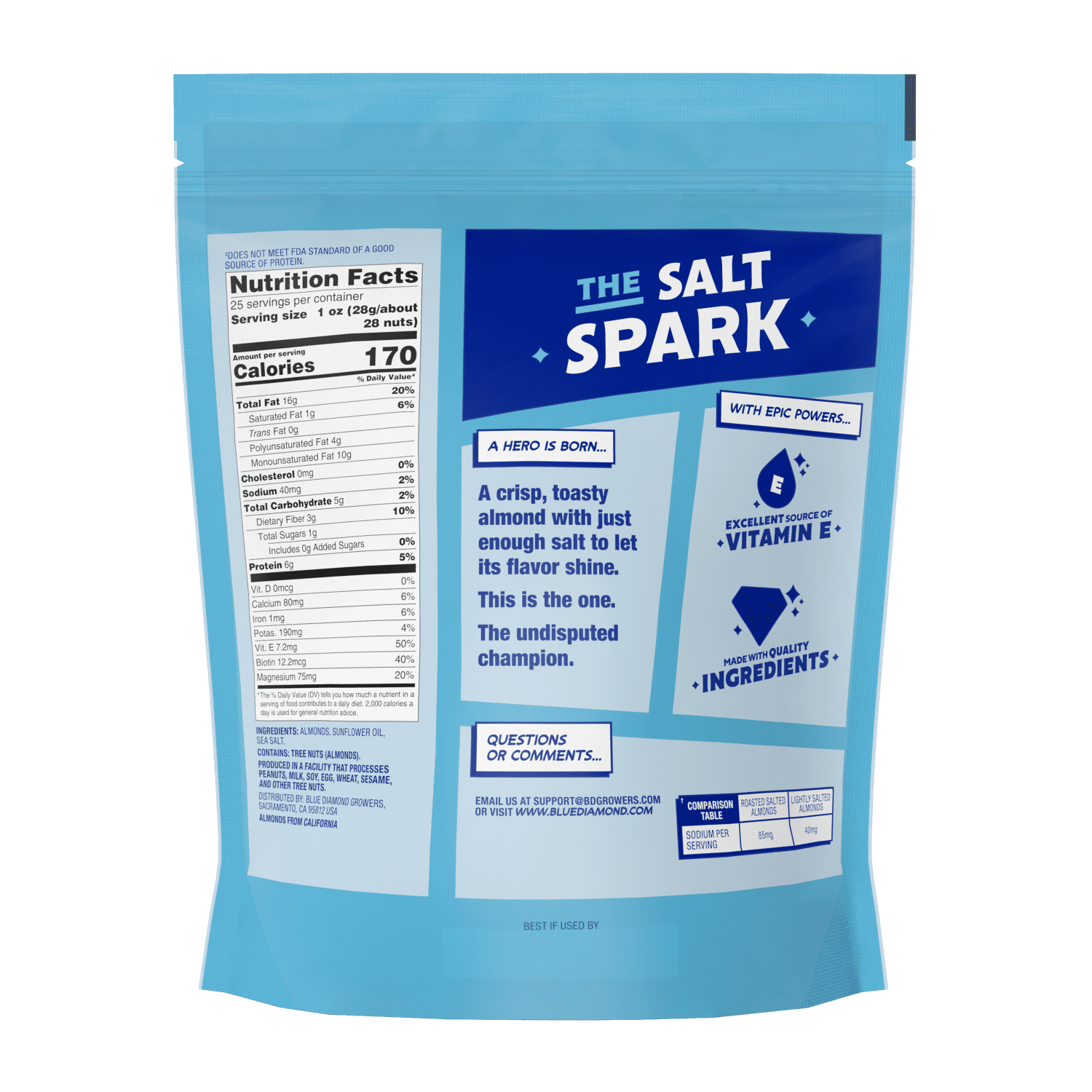 (6 pack) Blue Diamond Almonds, Lightly Salted Snack Almonds perfect for lunches and on-the-go, 25 oz.